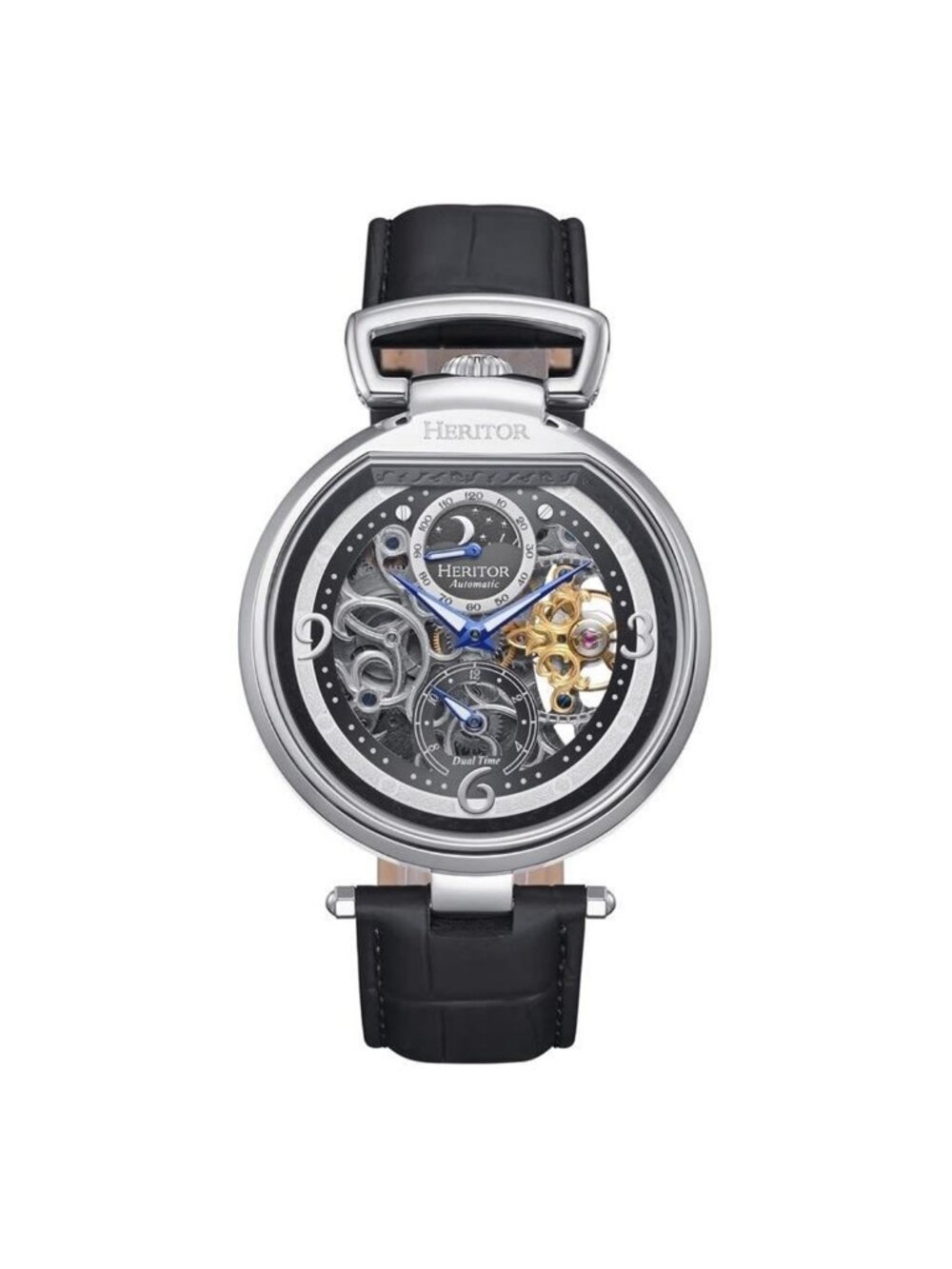 NWT Heritor Lincoln Automatic Moon Phase Black Dial Men's Watch